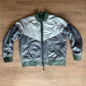 Nike Men's Silver and Green Bomber Jacket